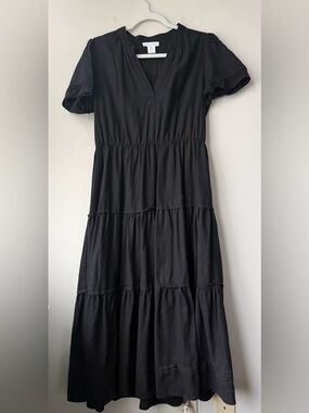 Cynthia Rowley Black Tiered Maxi Dress Size M